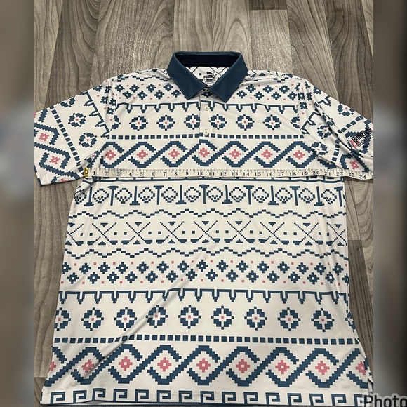 SIZE LARGE PUMA FAIR ISLE PRINT GOLF POLO - Picture 6 of 8